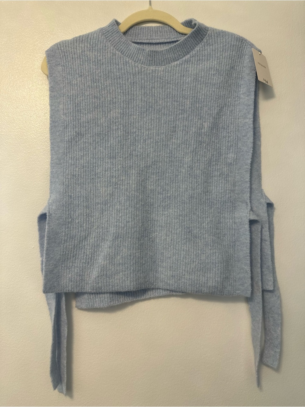 Primark Light Blue Ribbed Side-Tie Sweater Vest